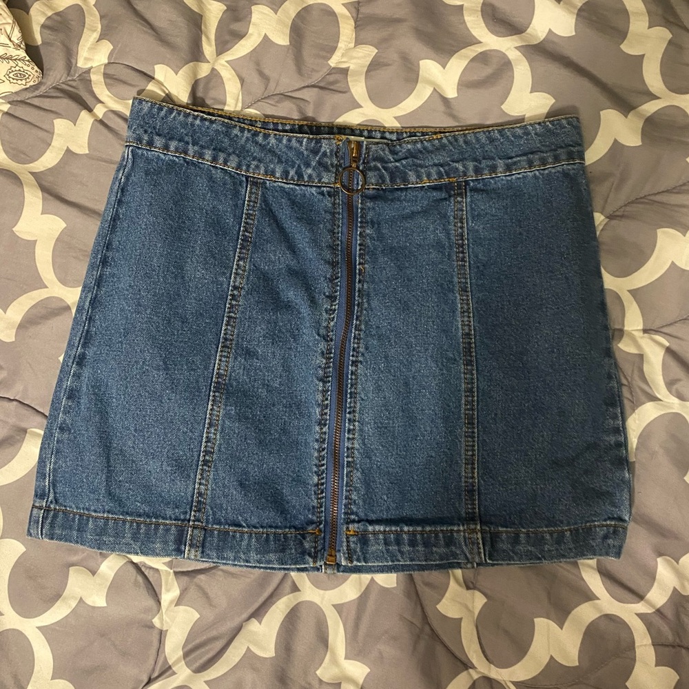 Forever 21 Zip Front Denim Mini Skirt